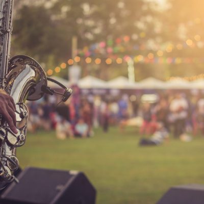 jazz musician playing outdoor concert